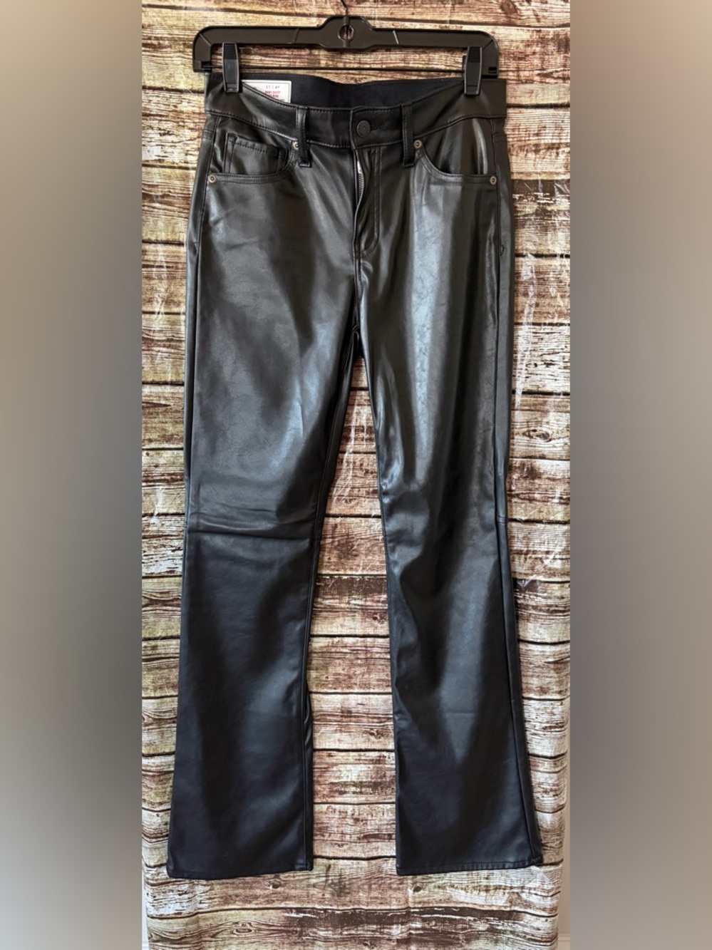 GAP Black Baby Boot Mid Rise Pants - Faux Leather Size 4